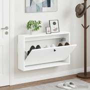 Wall Shoe Cabinet White Engineered 71x17x43cm