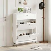 Shoe Cabinet White Engineered Wood 78x24x103cm