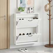Shoe Cabinet White Wall Mount 71x17x86cm