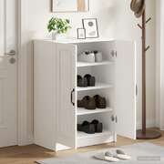 Shoe Cabinet White Engineered Wood 59.5x39.5x87cm