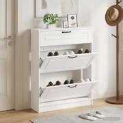 Shoe Cabinet White Engineered Wood 78x24x100cm