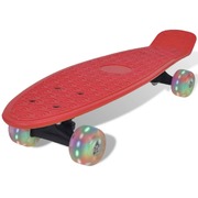 Red Retro Skateboard with LED Wheels
