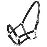 Real Leather Headcollar Stable Halter Adjustable Black Full