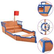 Sandbox Pirate Ship Firwood 190x94.5x136 cm