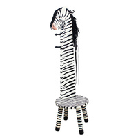 Teamson Kids- Safari Stool with Coat Rack - Zebra
