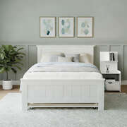King single bed frame and bedside table white