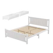 Bed Frame Queen Size Wooden Platform With 2 Storage Drawers White