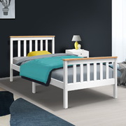 Bed Frame Single Size Wooden White PONY