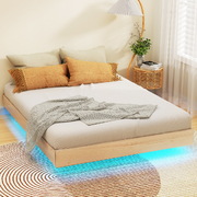 Queen Size Floating Wooden Bed Frame - ODIN