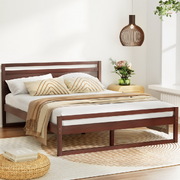 Bed Frame Queen Size Wooden Walnut WITTON