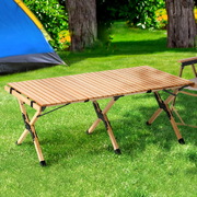 Outdoor Furniture Wooden Egg Roll Picnic Table Camping Desk 120Cm