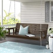 Porch Swing Chair With Chain Outdoor Furniture 3 Seater Bench Wooden Brown