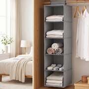 Hanging Closet Organiser 5 Tier Grey 26x27x104cm