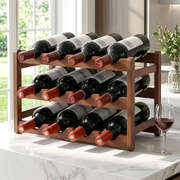 Bamboo Wine Rack 12 Bottle 3-Tier Walnut | EXTG