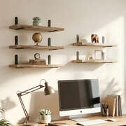 Floating Wall Shelves 5-Pack Rustic Wood Display | EXTG