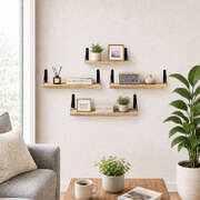 Levede Floating Wall Shelves 4Pcs Rustic Wood Storage Display Rack Bookshelf