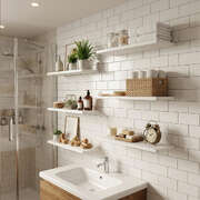 Floating Wall Shelves 6 Pack White MDF | EXTG