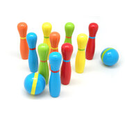 MINI WOODEN TEN PIN BOWLING SET