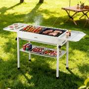 Portable bbq grill w/ stainless steel racks & pans for outdoor