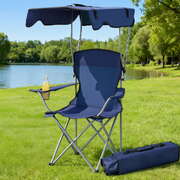 Folding Camping Chair with Canopy Portable Outdoor Beach Seat 120kg