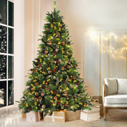 Warm Glow Christmas Tree 2.1M Prelit with LED Warm Light Pine Cones Red Berries