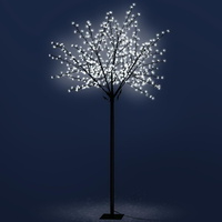 Jingle Jollys 2.5M LED Christmas Tree Blossom Twig 600 Fibre Optic Cold White Xmas Decorations Bonus Bag
