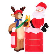 Jingle Jollys 1.8M Christmas Inflatable Santa on Fire with Reindeer Xmas Decor LED