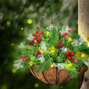 Christmas Hanging Basket Ornaments LED Lights Home Garden Decor 30cm