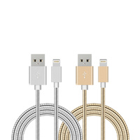 2 x 1m USB 8 Pin Lighting Flexible Metal Cables
