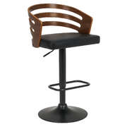 Bentwood Walnut Bar Stool Leather Seat Metal Frame Base Kitchen