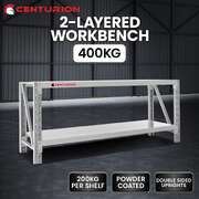 Heavy Duty Centurion 2-Layer Work Bench Grey 400kg Garage Table