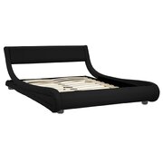 Queen Size Faux Leather Curved Bed Frame - Black