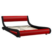Queen Size Faux Leather Curved Bed Frame - Red