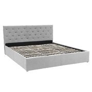 King Fabric Gas Lift Bed Frame with Headboard - Grey