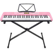 61-Key Electronic Keyboard with LCD and Touch Response in Pink CHJ-291