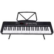 61-Key Electronic Piano Keyboard with LED and Folding Stand in Black CHJ-SD1