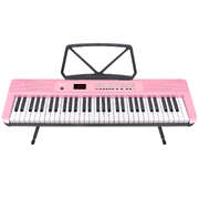 61-Key Electronic Piano Keyboard with LED and Folding Stand in Pink CHJ-SD1