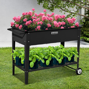 Garden Bed Raised 108.5 x 50.5 x 80cm Galvanized Steel  Black
