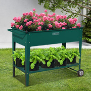 Garden Bed Cart Raised Planter Box 108.5 x 50.5 x 80cm Galvanized Steel - Green