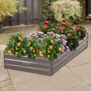 Garden Bed 210 x 90 x 30cm Galvanized Steel - Grey
