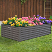 Garden Bed 240 x 120 x 57cm Galvanized Steel - Grey