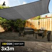 280GSM Outdoor Sun Shade Sail Grey Square Canopy 3m x 3m