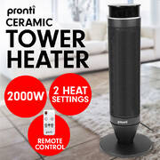 Pronti Electric Tower Heater 2000W Remote Portable - Black
