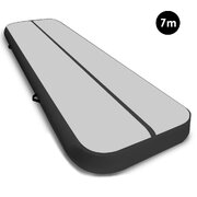 7m x 1m Air Track Inflatable Tumbling Mat Gymnastics - Grey Black
