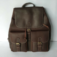 Unisex Leather Backpack - Dark Brown