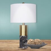 Bold Contrast Black Metal and Marble Table Lamp