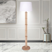 Rattan Floor Lamp With Off-White Linen Shade by Sarantino