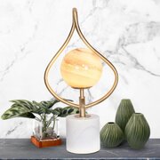Orange Glass Table Lamp with White Marble Base