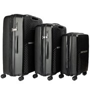 3PC Astra Luggage Set Hard Shell Suitcase - Obsidian Black