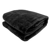 600GSM Large Double-Sided Queen Faux Mink Blanket - Black